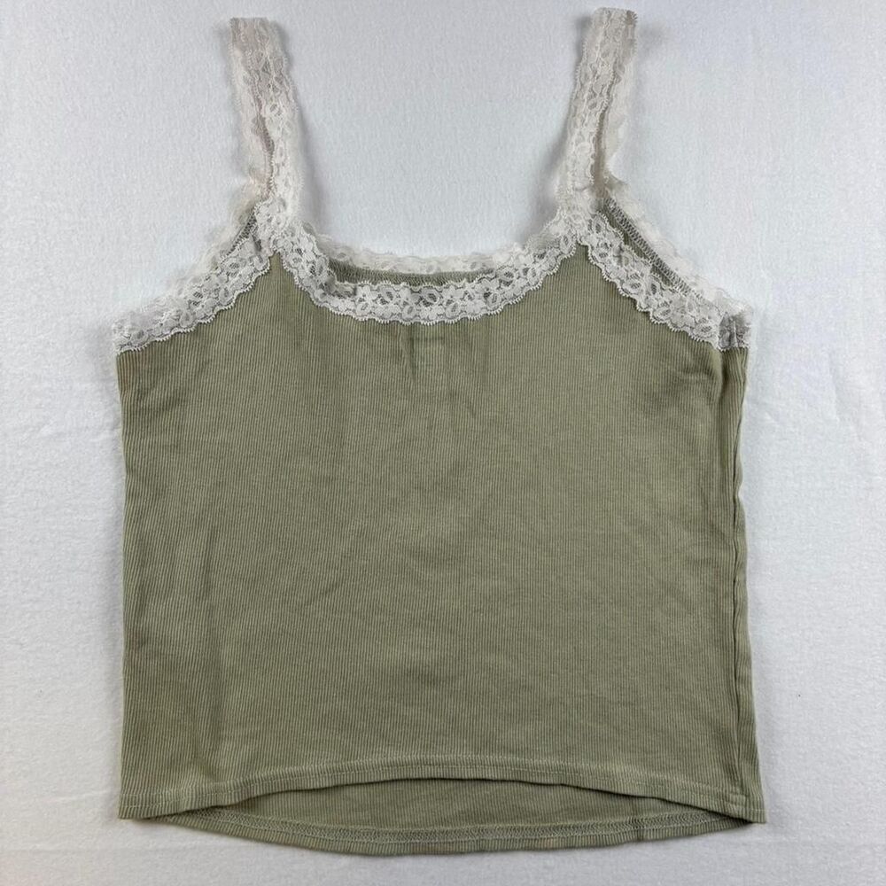 Hollister Women's Sage Green Lace Trim Tank Top | Size Large - Picture 5 of 5